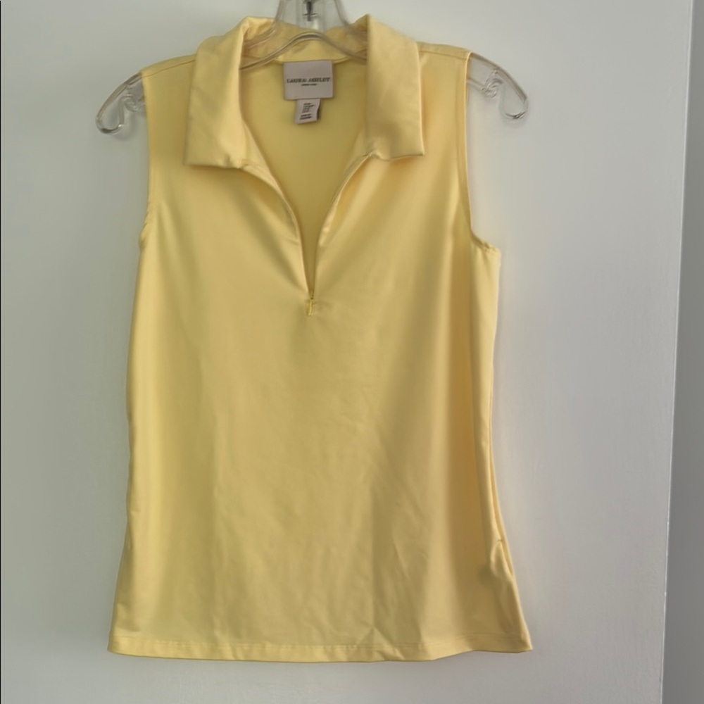 Laura Ashley Yellow Fitted Polo Tank Top
